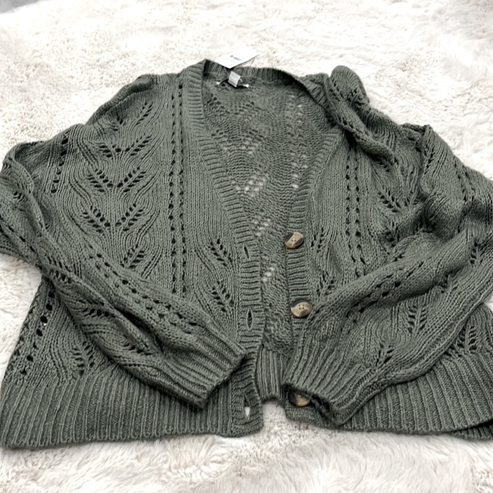 Brand New Green Cardigan Sweater